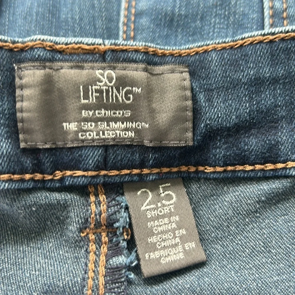 Chico's So Lifting So Slimming Collection Dark Straight Leg Jeans 14 (2.5 Short)